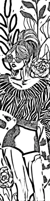 Free colorable bookmarks of a woman strutting in fashion style